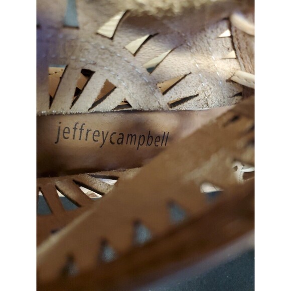 Jeffrey Campbell Rodillo Laser Cut Lace Up Wedge Leather Sandals Shoes Size 7 - Picture 7 of 8